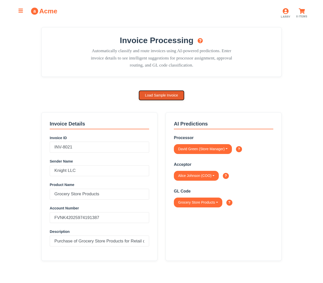 Invoice processing automation demo