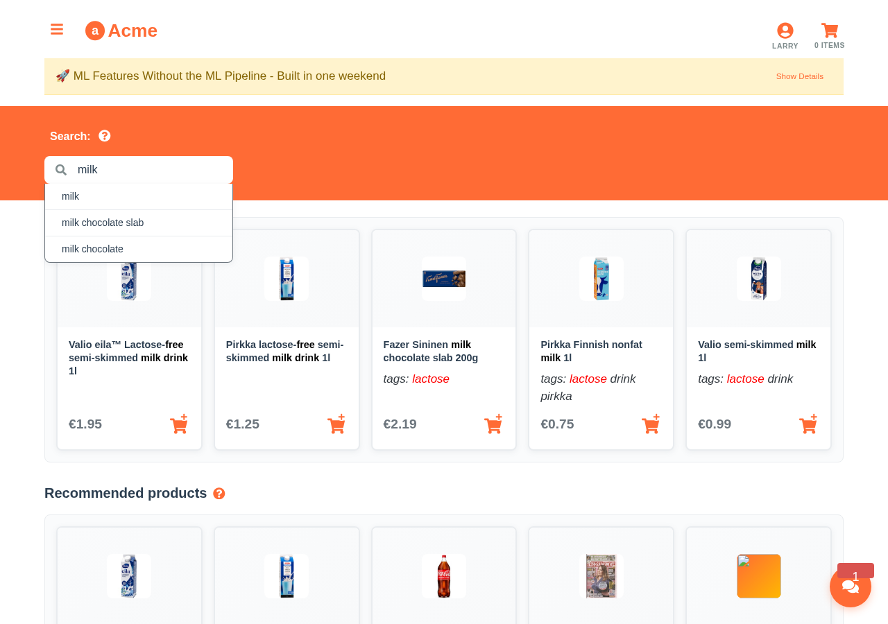 Smart search personalization demo